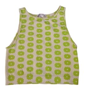 Zara Lime Floral Knit Crop Top